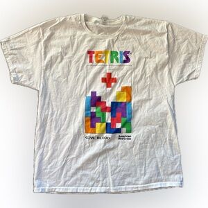 Hanes White Tetris Give Blood Graphic Tee with Multicolor Print